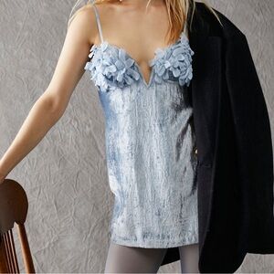 Blue Floral Appliqué Dress